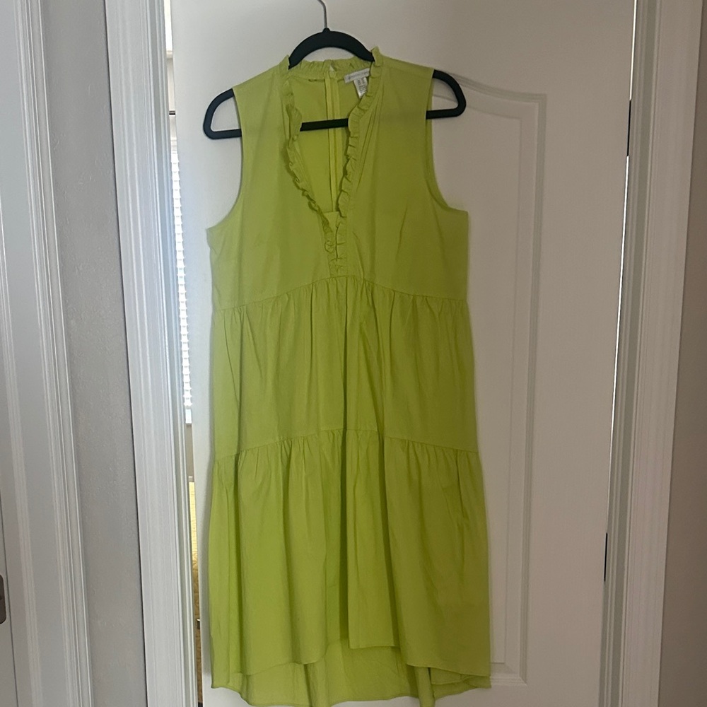 London Times Lime Green Ruffle Dress